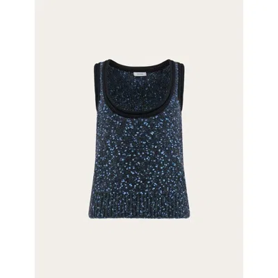Ferragamo Black Blue Speckled Sweater