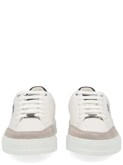 Ferragamo Black Bos Taurus Sneaker In White