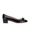 Ferragamo Vara Bow-embellished Patent-leather Pumps In Black