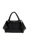 Ferragamo Structured Handbag With Braided Handle And Folded Accents In Black