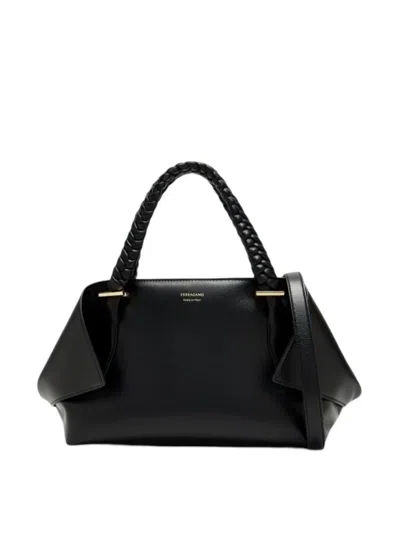 FERRAGAMO FERRAGAMO BLACK BRAIDED HANDLES BAG