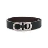 Ferragamo Black And Brown Reversible Belt With Gancini Detail In Smooth Leather Man