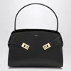 Ferragamo Black/ Brown Leather Hug M Handbag In Black