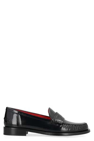 Ferragamo Black Leather Loafers For Women From Fw23 Collection In Multicolor