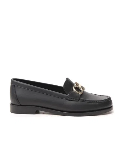 Ferragamo Black Buckle Loafers