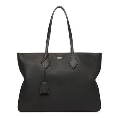 FERRAGAMO FERRAGAMO BLACK CALF LEATHER BAG
