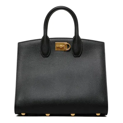 Ferragamo Mini Tote Bag Detachable Strap In Black