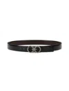 Ferragamo Leather Belt Adjustable Length Metal Buckle In Black