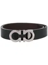 Ferragamo Black Calf Leather Belt In Black