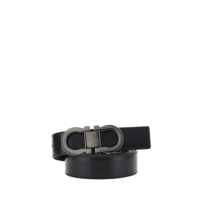Ferragamo Black Calf Leather Bos Taurus Regular Belt