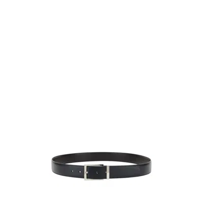 Ferragamo Black Calf Leather Bos Taurus Regular Belt In Gray