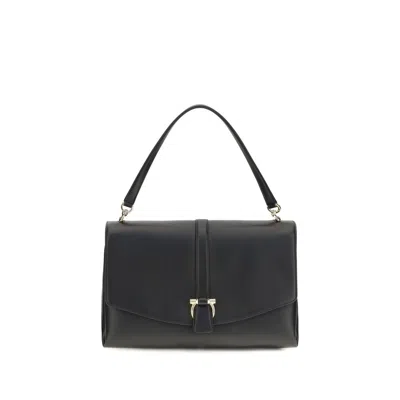 Ferragamo Black Calf Leather Bos Taurus Shoulder Bag