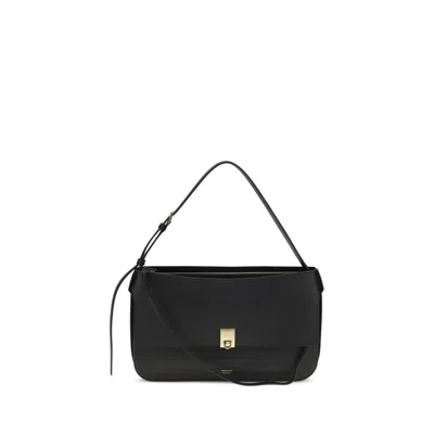 Ferragamo Black Calf Leather Bos Taurus Shoulder Bag
