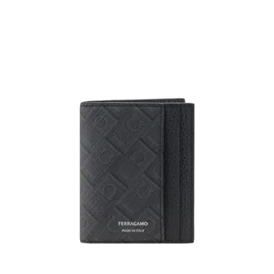 Ferragamo Black Calf Leather Bos Taurus Wallet