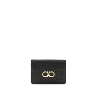 Ferragamo Black Calf Leather Bos Taurus Wallet