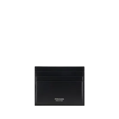 Ferragamo Black Calf Leather Bos Taurus Wallet