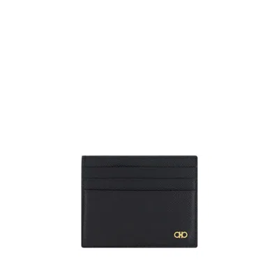 Ferragamo Black Calf Leather Bos Taurus Wallet
