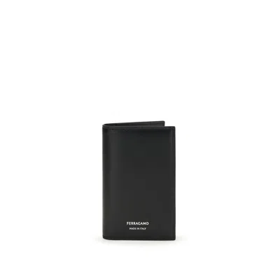Ferragamo Black Calf Leather Bos Taurus Wallet