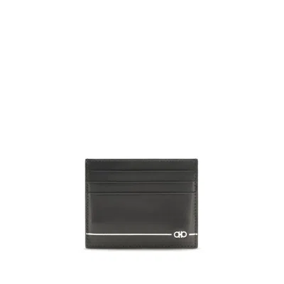 Ferragamo Black Calf Leather Bos Taurus Wallet