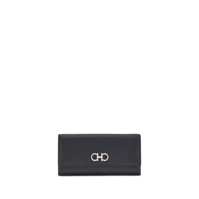 Ferragamo Black Calf Leather Bos Taurus Women's Wallet