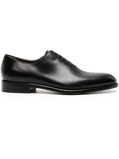 Ferragamo Black Calf Leather Derby Shoes