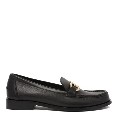 Ferragamo Black Calf Leather Flat Shoes