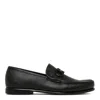 Ferragamo Black Calf Leather Flat Shoes In Black