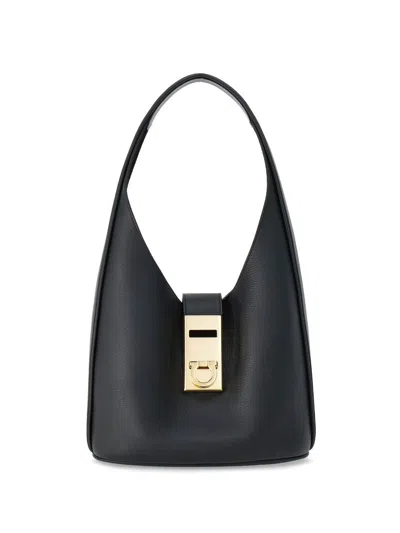 Ferragamo Black Calf Leather Shoulder Bag For Women