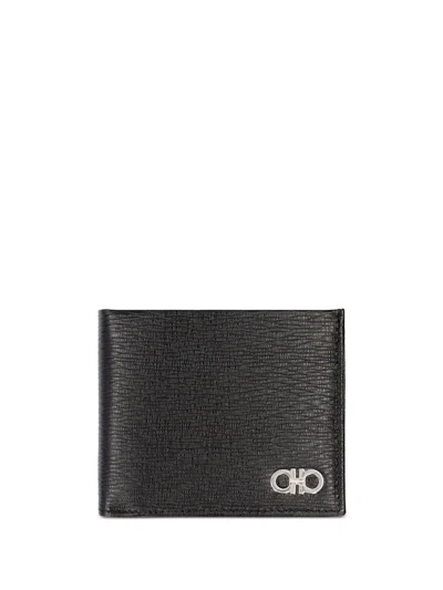 Ferragamo Gancini Black Calf Leather Wallet