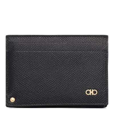 Ferragamo Black Calf Leather Wallets