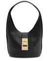 Ferragamo Black Calfskin Archivo Gancio Medium Hobo Bag (authentic Pre-loved) In Black