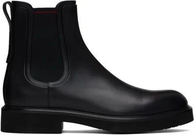Ferragamo Black Calfskin Chelsea Boots In Nero