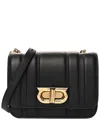 Ferragamo Black Calfskin Leather Mini New Gancini Shoulder Bag (authentic Pre-  Loved)