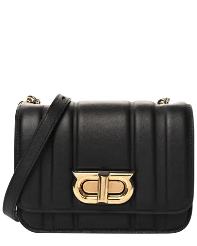 Ferragamo Black Calfskin Leather Mini New Gancini Shoulder Bag (authentic Pre-  Loved)