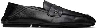 Ferragamo Leather Loafers With Subtle Buckle Detail In Black