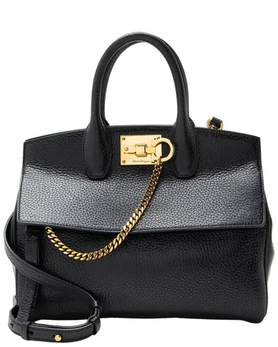 Pre-owned Ferragamo Black Calfskin Studio Satchel (authentic Pre-loved)