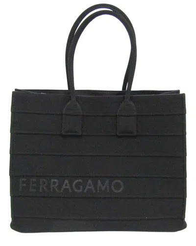 Pre-owned Ferragamo Black Canvas Tote (authentic Pre-loved)