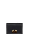 Ferragamo Black Card-holder With Gancini Detail