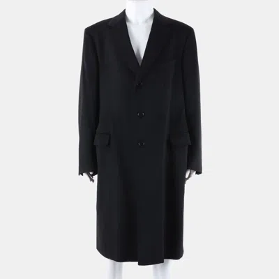 Pre-owned Ferragamo Black Cashmere Coat Size Xxl