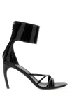 Ferragamo Strappy Glossy Stiletto Sandals With Ankle Strap In Black