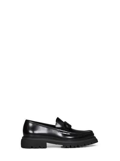 Ferragamo Black Cocoon Loafers With Gancini Ornament