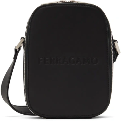 Ferragamo Black Compact Crossbody Bag In Nero