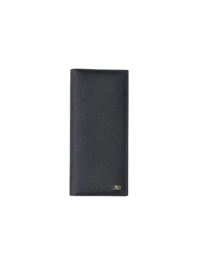 Ferragamo Black Compact Minimalist Smooth Leather Wallet