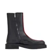 Ferragamo Black Contasting Insert Leather Ankle Boots In Black