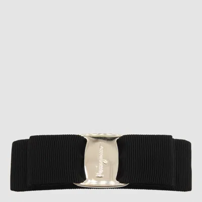 FERRAGAMO BLACK COTTON AND METAL VARA HAIR
