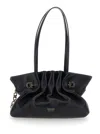 Ferragamo Black Crossbody Bag With Embossed Logo Lettering On The Front And Gancini