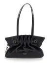 Ferragamo Black Crossbody Bag With Embossed Logo Lettering On The Front And Gancini In Leather Woman In Gray