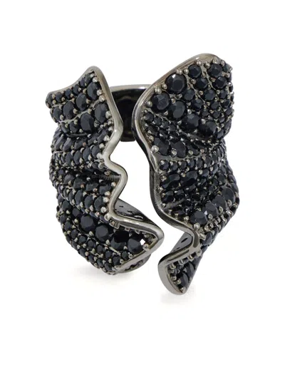 Ferragamo Black Crystal Cut-out Earrings