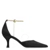 Ferragamo 70mm Cable-link Chain Satin-finish Pumps In Black