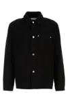 Ferragamo Denim Shirt With Chest Pocket And Textured Fabric In Black